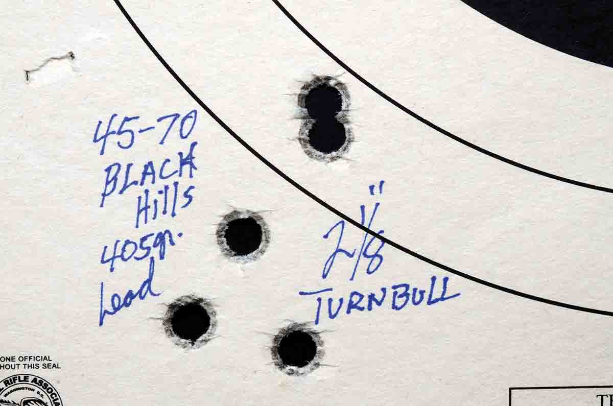 The Marlin Model 1895 .45-70 shot well with Black Hills ammunition.